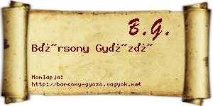 Bársony Győző névjegykártya